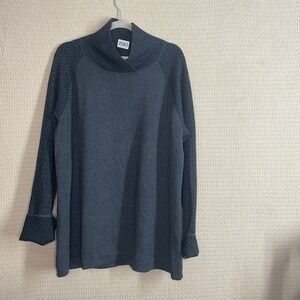 Akini Knit Tunic Women's 2X Grey & Black Pullover‎ Sweater Cotton/Polyester